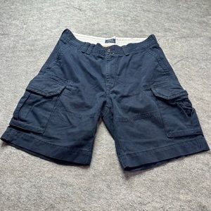 Polo Ralph Lauren cargo shorts Dark wash blue high rise 10” flat front